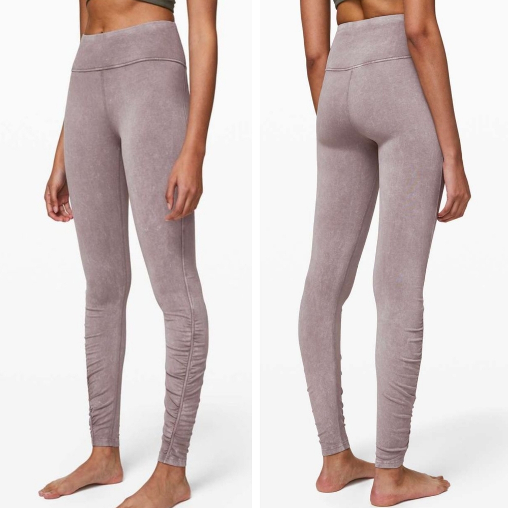 Lululemon Inner Glow Tight 28" Washed Half Moon size 6 Stone wash cotton